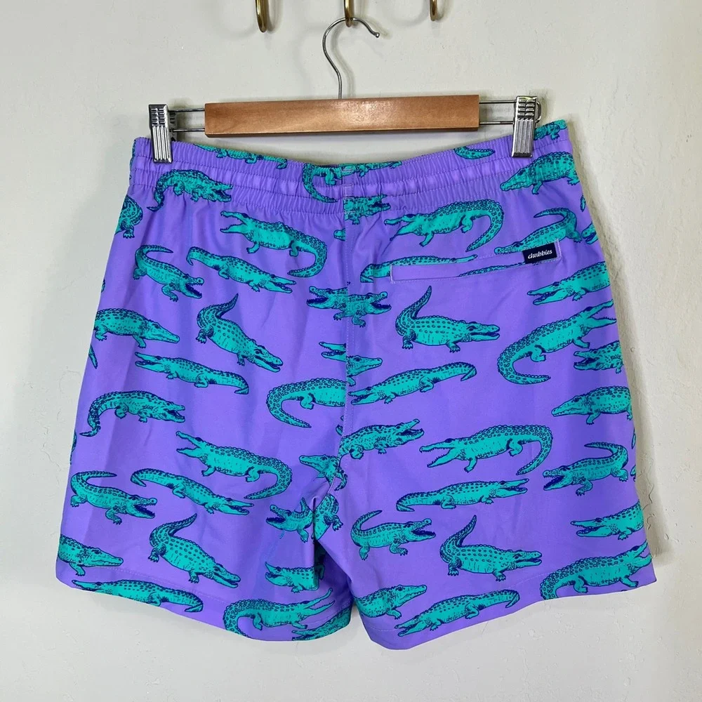 Chubbies Swim Trunks The Gem Glades Mens Size Medium Purple Gator NEW